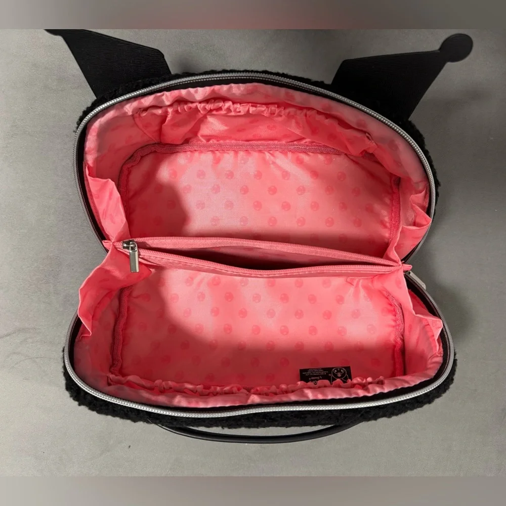 Kuromi Plush Makeup Bag Black Sanrio Cosmetic Pouch Zip Case